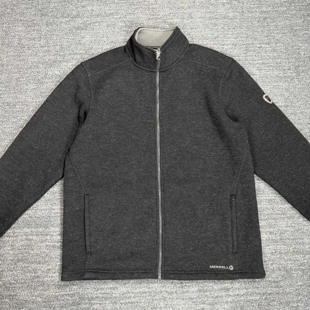 Merrell Big Sky Wool Blend Jacket Men Large Gray Full Zip Fleece Lined Outdoor